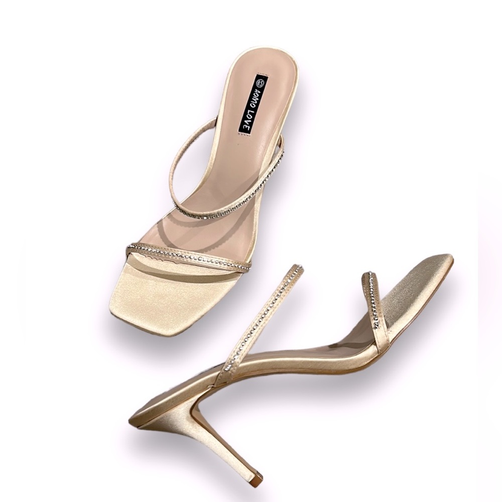 Thin Strappy Satin Slide on Heel